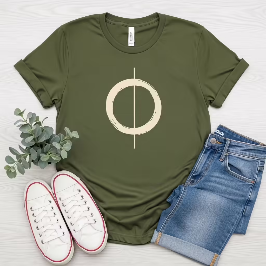 Minimalist T-Shirt Design Ideas: The Art of 'Less is More' Trends 5 A minimalist t-shirt with an abstract composition of a circle and a line.