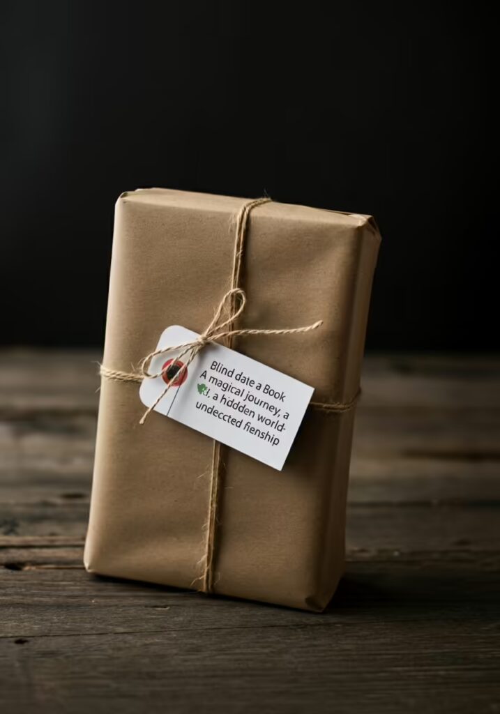 25 Best Gifts for Book Lovers (Unique Ideas Every Reader Will Love) 13 A beautifully wrapped book with a tag that says 'Blind Date with a Book' and a few genre clues.
