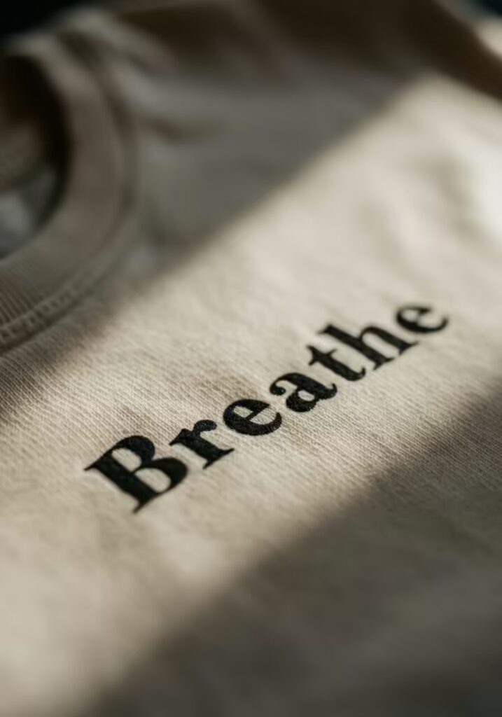 10 Minimalist T-Shirt Style Ideas for a Clean & Modern Look 3 Close-up detail of clean typography on a minimalist t-shirt.
