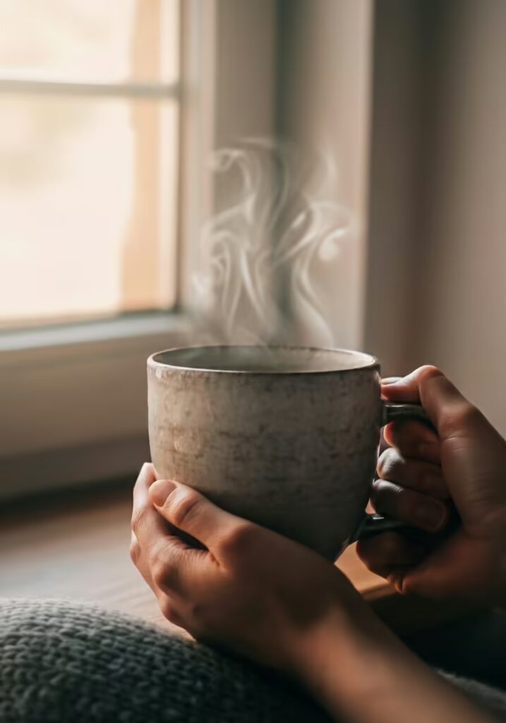 45+ Best Inspirational Quotes for Daily Motivation 2 A person holding a warm cup of coffee by a window with soft morning light.